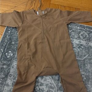 Kids Brown One-Piece Romper - Lightweight Zipper Front